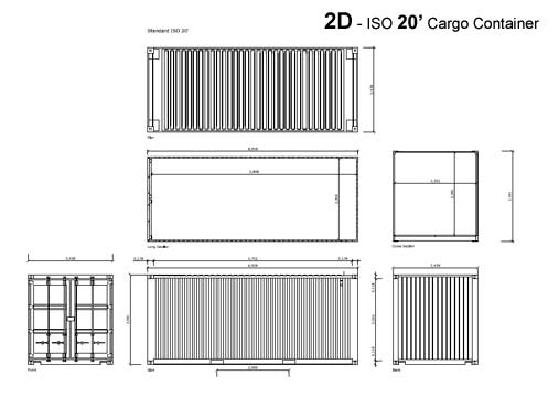 Shipping Container Home - RSCP - Shipping Container 20' 2D Drawing
