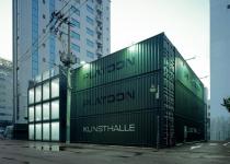 Platoon Kunsthalle - Theater Space Built From 28 Shipping Containers.  Multi-story shipping container architecture.